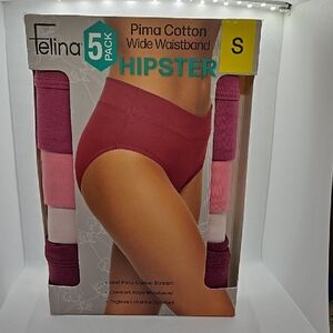 Felina Pima Cotton Hipster 5-Pack in Red and Pink